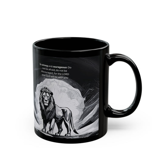 Black Mug - Joshua 1:9 Lion of Judah