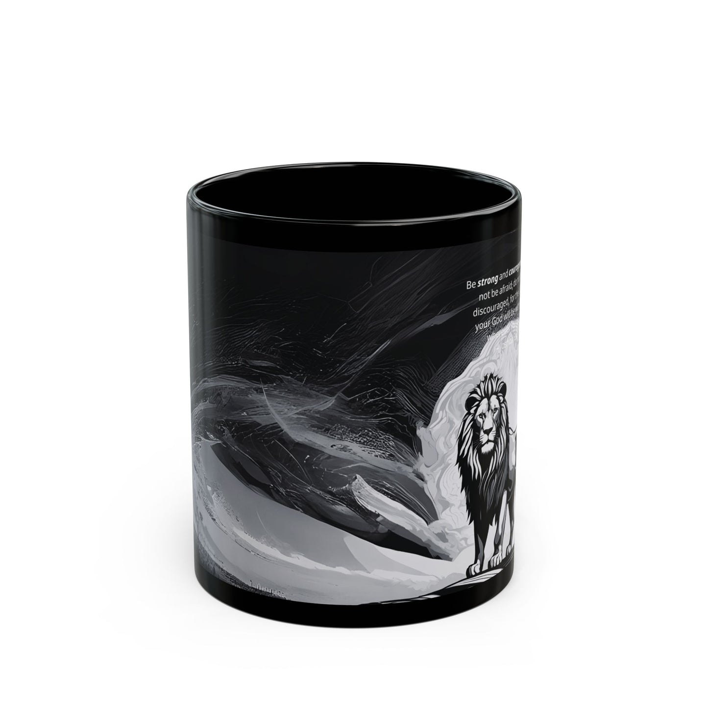 Black Mug - Joshua 1:9 Lion of Judah