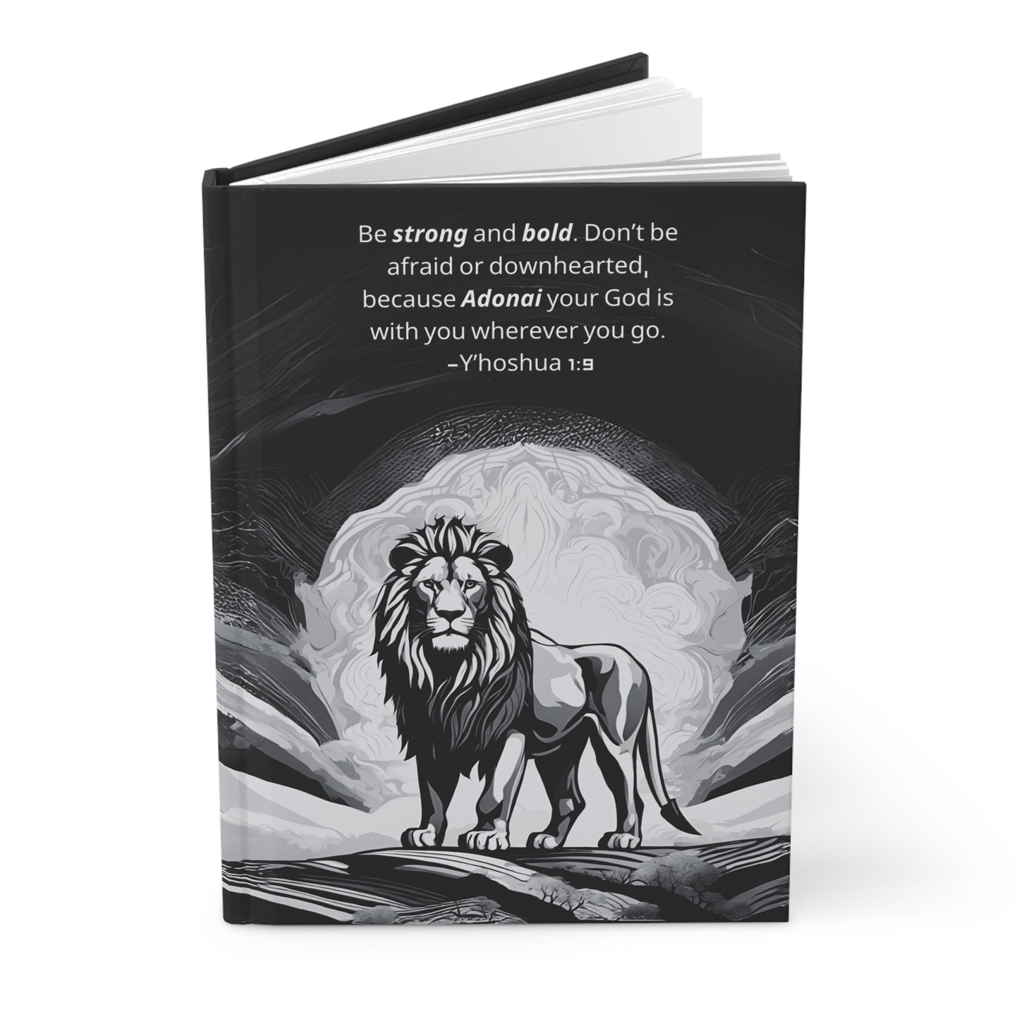 Matte Hardcover Journal, Y’hoshua 1:9, Black